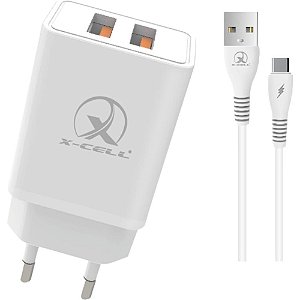 Carregador Celular de Parede 2X1 Cabo TYPE C+USB 6A 1M C/CA