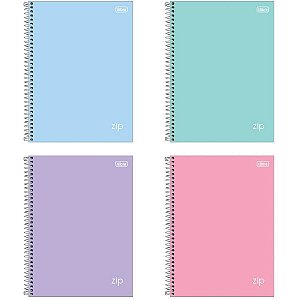 Caderno 10 X 1 Capa Dura ZIP Colors 160 Folhas Pacote com 04