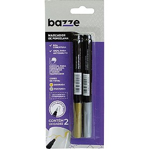 Marcador Artístico Bazze Porcelana DOURADO/PRATA Blister