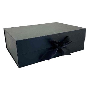 Caixa para Presente com Tampa Rígida Dobrável. Preta 28 X 20 X 9,2 CM