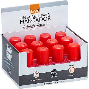 Tinta Marcador Quadro Branco 20 ML Vermelho Caixa com 12