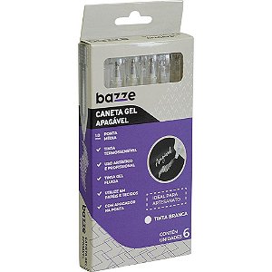 Caneta GEL Bazze Branca Apagável 1.0 MM Caixa com 06