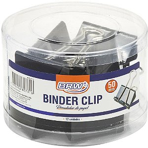 Prendedor de Papel Binder 50 MM Preto Pote com 12