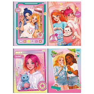 Caderno Brochurão Capa Dura Besties 80 Folhas Pacote com 05