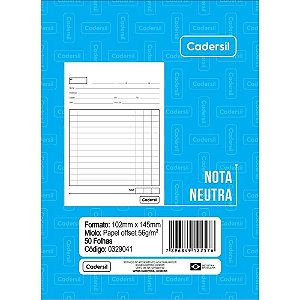 Impresso Talão Nota Neutra 1/32 50 FOLHAS102X145 Pacote com 10