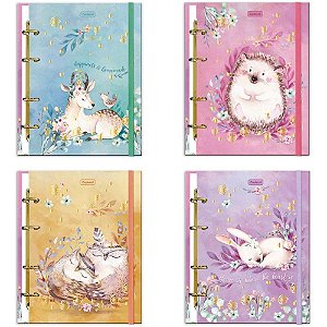 Caderno Argolado Woodland ELAS+FICHAS+DIV.80F Sortidos
