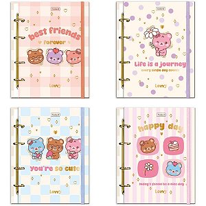 Caderno Argolado LOVVY com ELAS.4 Capas 80 Folhas Sortidos