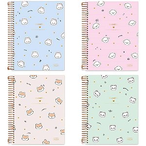 Caderno 01X1 Capa Dura Colegial Sweetly Chaveiro+cards 80 Folhas Sortidos