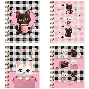 Caderno 01X1 Capa Dura Colegial Cute CAT com PIN COLECION.80F Sortidos