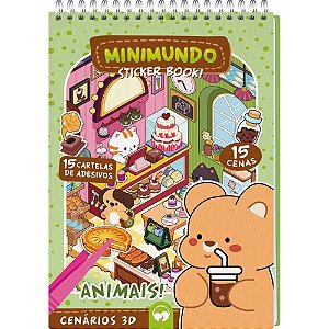 Livro com Adesivos Cenario 3D Mini Mundo Animais