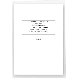 Plástico para Plastificação 220X307MM 125MIC. 0,05 Pacote com 100 Unidades