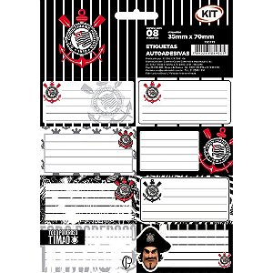 Etiqueta Escolar Decorada Corinthians com 8 Etiquetas. 35X70MM Cartela