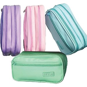 Estojo Duplo TONS Pastel com Bolso Lateral (sortido