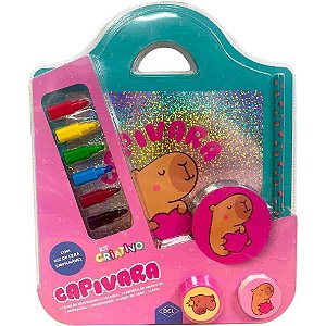 Livro Brinquedo Ilustrado KIT Criativo Capivara 11 Peças