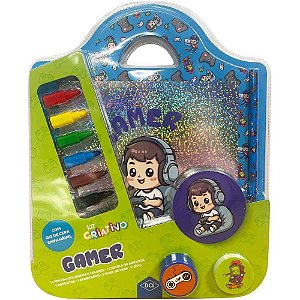 Livro Brinquedo Ilustrado KIT Criativo Gamer 11 Peças