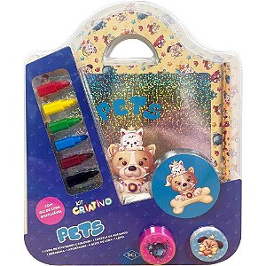Livro Brinquedo Ilustrado KIT Criativo PETS 11 Peças