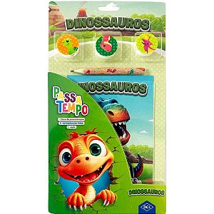 Livro Brinquedo Ilustrado Passatempo Dinossauros 5 Peças
