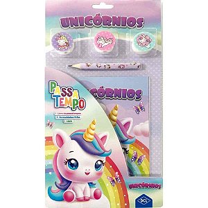 Livro Brinquedo Ilustrado Passatempo Unicornios 11 Peças