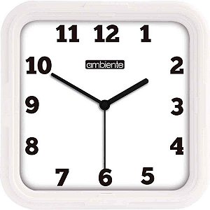 Relógio de Parede Quadrado Branco 22,6CM