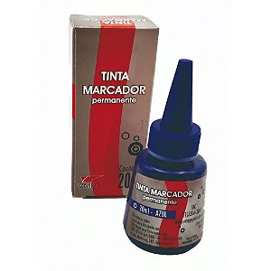 Tinta Marcador Permanente 20ML Azul com Embalagem Individual Pacote com 6 Unidades