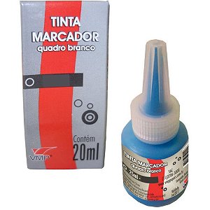 Tinta Marcador Quadro Branco 20ML Azul com Embalagem Individual Caixa com 6 Unidades