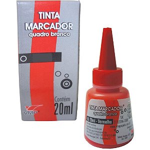 Tinta Marcador Quadro Branco 20ML Vermelho com Embalagem Individual Caixa com 6 Unidades