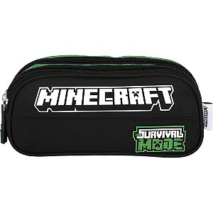 Estojo Triplo Minecraft Preto Tecido