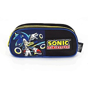 Estojo Triplo Sonic Preto Tecido (6926845748225)