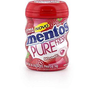 Goma de Mascar Mentos Pure FRESH Morango 56G Display com 06