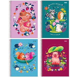 Caderno 01X1 Capa Dura Amazzu 80 Folhas Pacote com 04