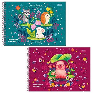 Caderno Desenho Universitário Capa Dura Amazzu 80 Folhas Pacote com 05