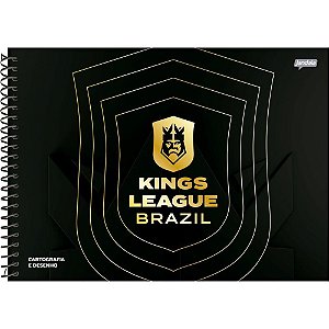 Caderno Desenho Universitário Capa Dura KINGS League Brasil ESP.80 Folhas Pacote com 04