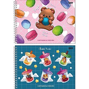 Caderno Desenho Universitário Capa Dura Mochi Espiral 80 Folhas Pacote com 04