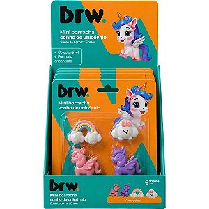 Borracha Decorada Unicórnio Mini 4UNX6BLISTER Display com 6