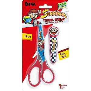 Tesoura Escolar Senninha com Capa 13CM