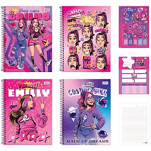 Caderno 01X1 Capa Dura EMILLY VICK e Katlen 80 Folhas Pacote com 04