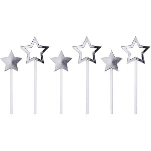 Artigo para Decoração Estrela Topper Prata Pacote com 10