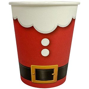 Copo Descartável Natal Papai Noel 240ML Pacote com 08