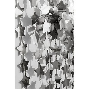 Cortina para Decoração Metalizada Estrela Prata 1X2M