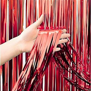 Cortina para Decoração Metalizada Vermelho 1X2M