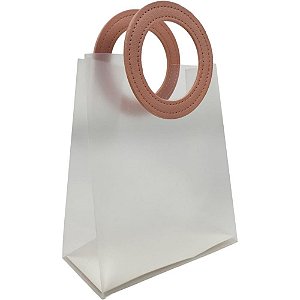 Sacola para Presente Lisa PVC TRANSP/ROSE 16X8X18,5CM Pacote com 10