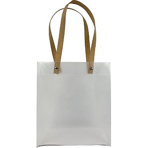 Sacola para Presente Lisa PVC Transparente 17X8X20CM Pacote com 10