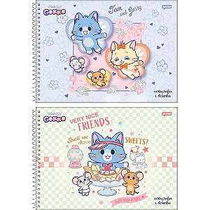 Caderno Desenho Universitário Capa Dura Gokko TOM & JERRY 80 Folhas Pacote com 04
