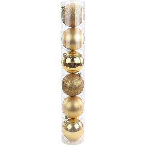 Artigo para Decoração Natal Bola 6CM FOSCA/LISA/GLITTER.OU Pacote com 06