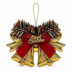 Artigo para Decoração Natal Enfeite Sino 9X12CM Ouro