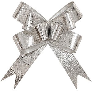 Laço Pronto Liso 16MMX39CM Prata Metal Wave Pacote com 10