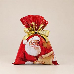 Saco Metalizado de Natal 30X45CM Natal Noel Perolizado Pacote com 50