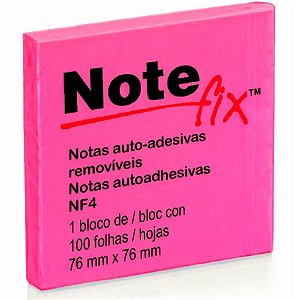 Bloco de Recado Autoadesivo Notefix 100F. 76X76MM Rosa FUC