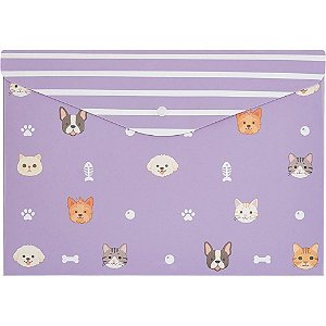 Pasta Envelope A4 HAPPY LAB com Botão Pacote com 05