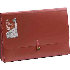 Pasta Sanfonada Plástica A4 5 DIV. Premium Desliz. VERM